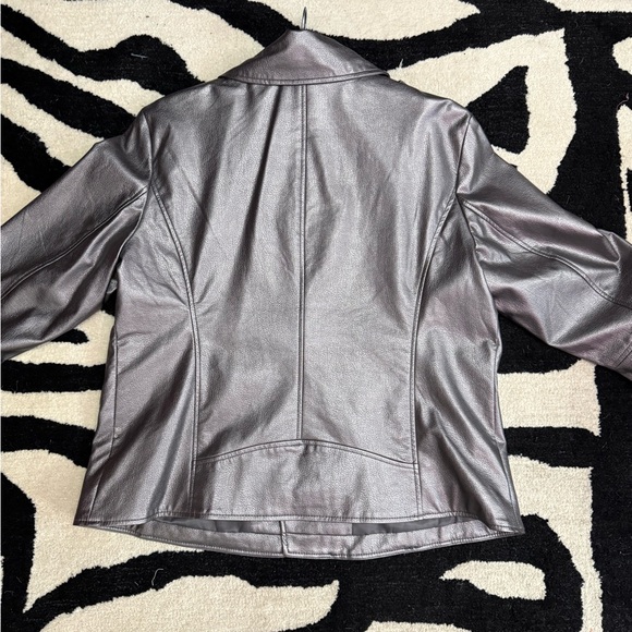 Bagatelle Faux Leather Metallic Pewter Jacket - Picture 2 of 10